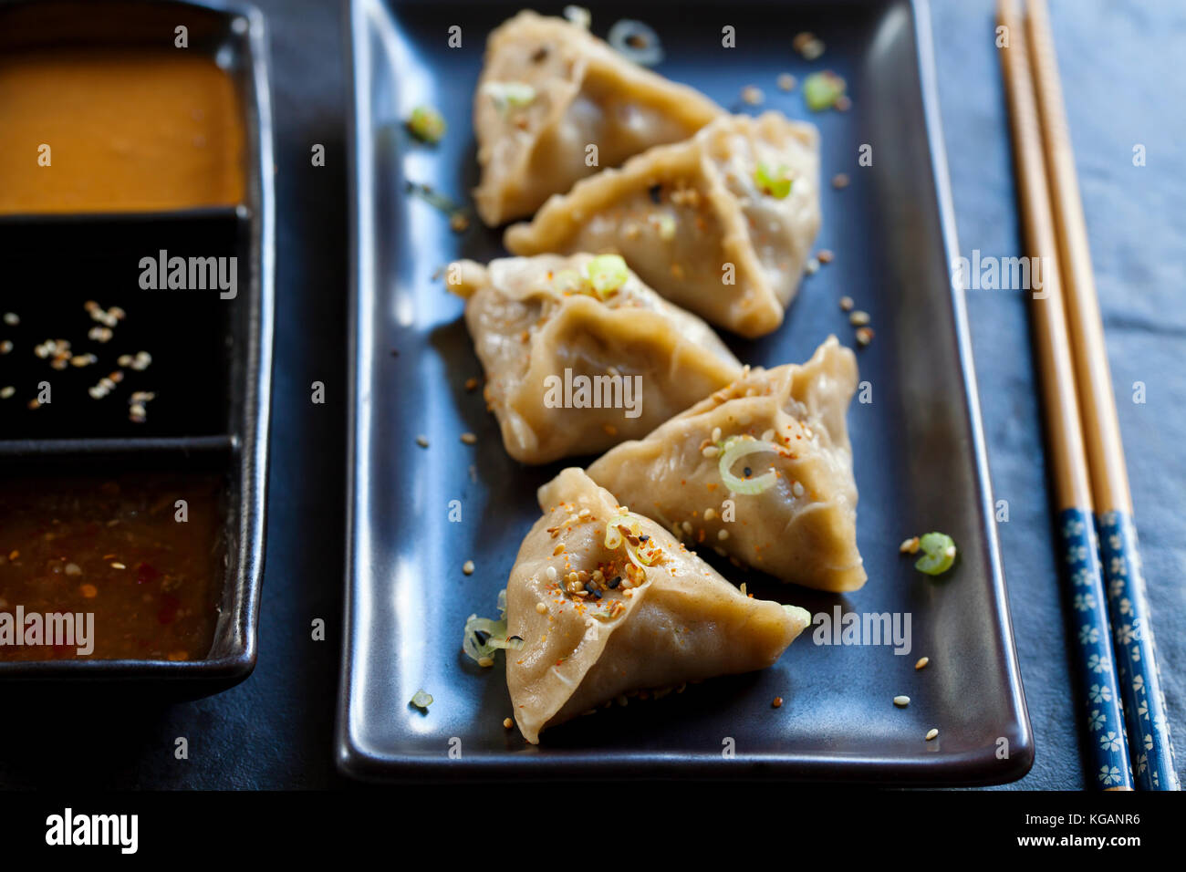Asian pork dumplings Stock Photo