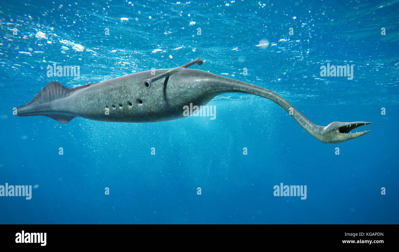 Tullimonstrum, Tully Monster swimming in the ocean, the State Fossil of Illinois Stock Photo