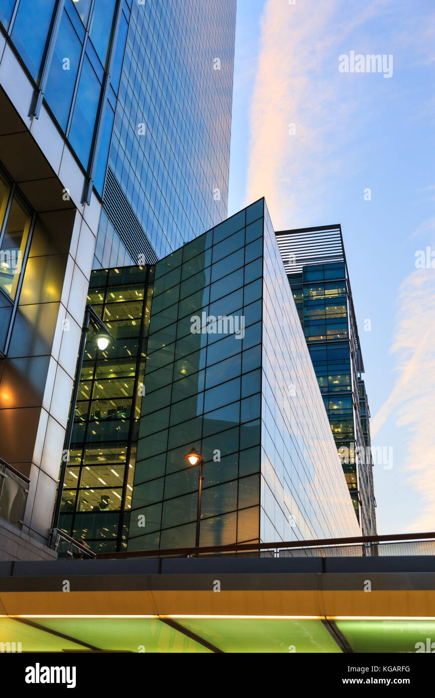 View of Modern skyscraper glass and steel architecture detail, London, UK Stock ...