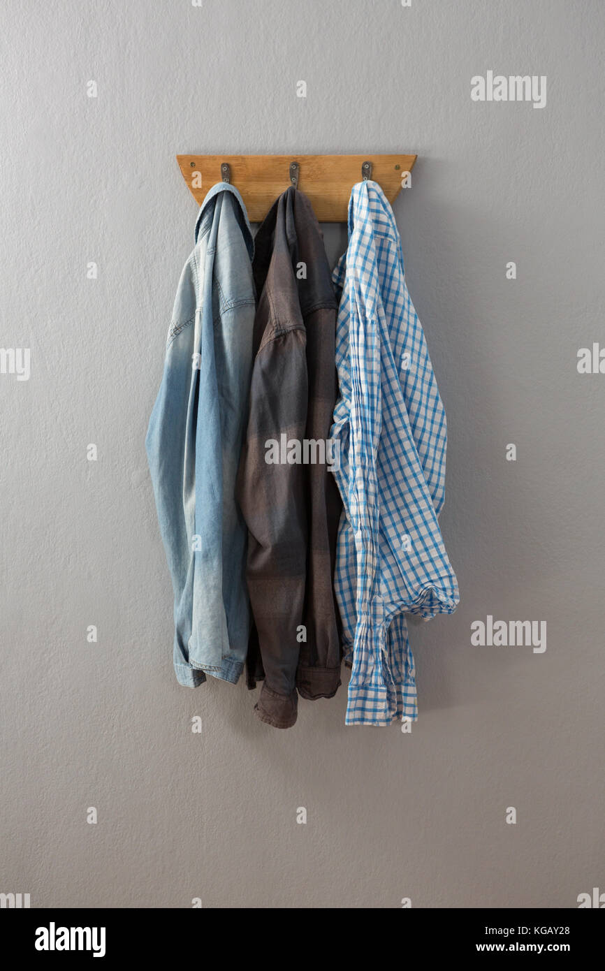 Denim jacket shirt hanging hook hires stock photography and images Alamy