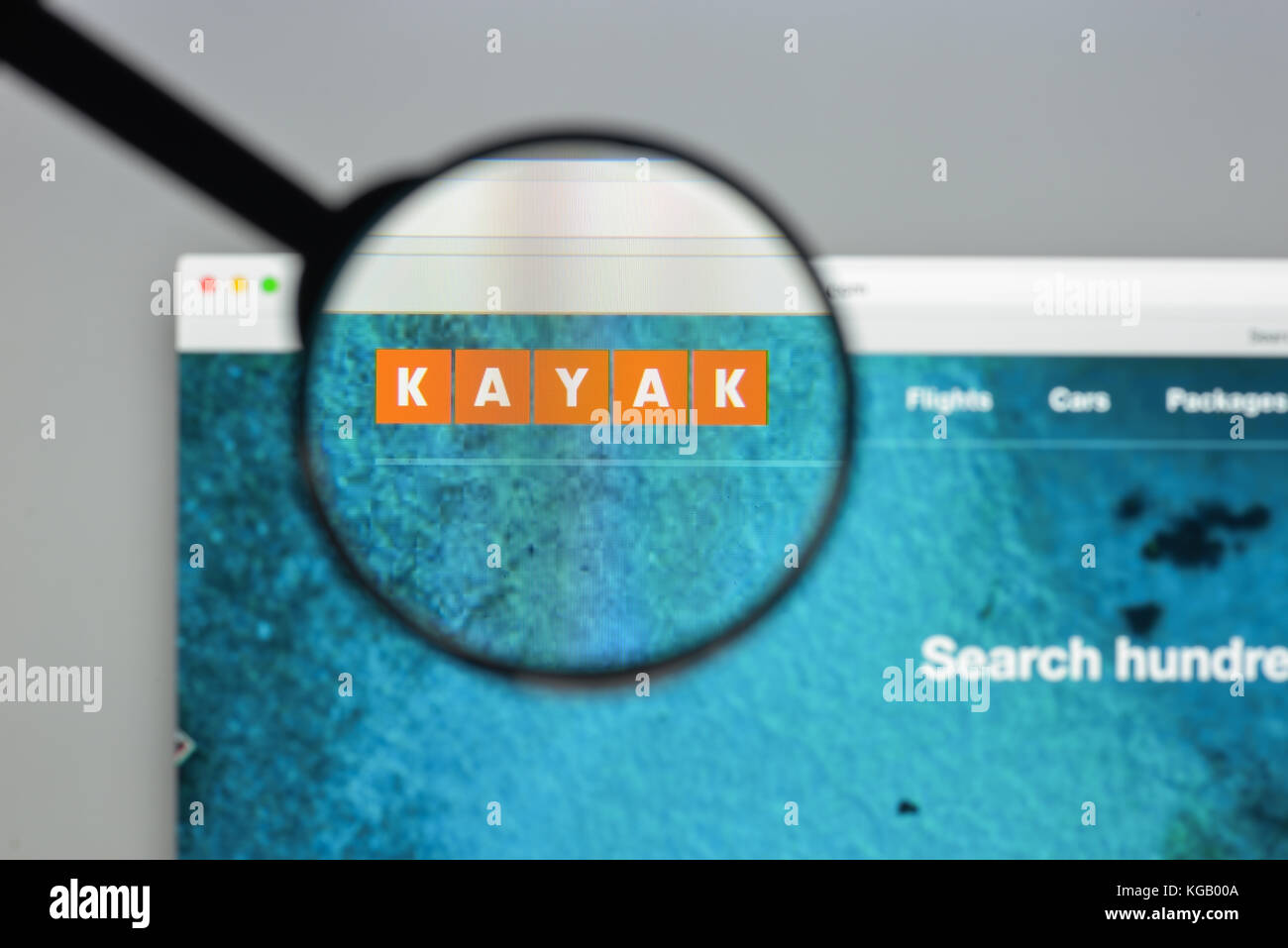 Milan, Italy August 10, 2017 Kayak website homepage. It is a fare