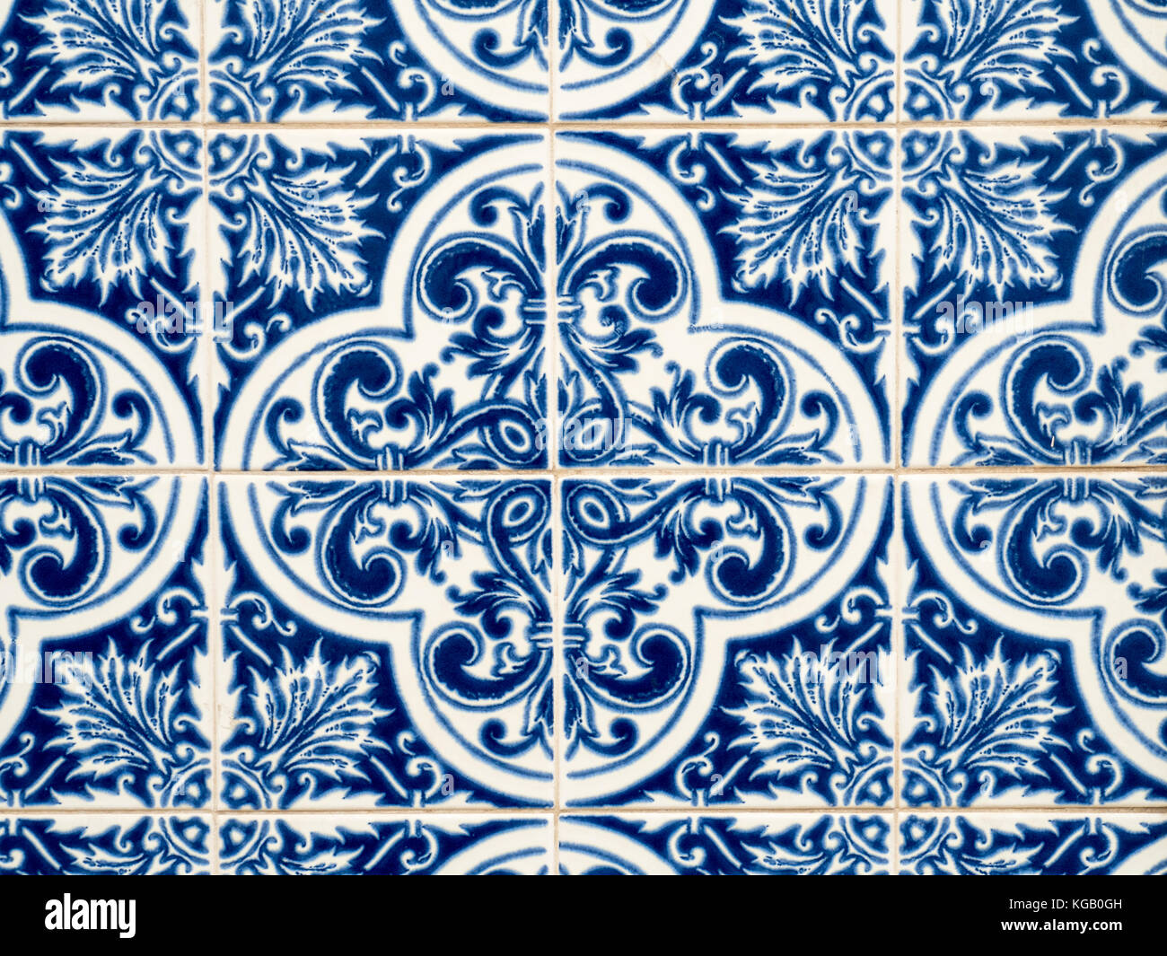 Typical traditional ceramic tiles "azulejos" from the Algarve on the