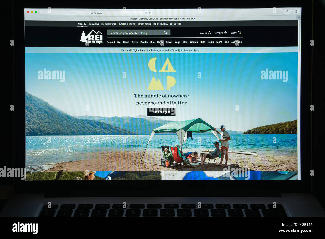 Milan, Italy - August 10, 2017: Rei website homepage. Rei logo visible ...