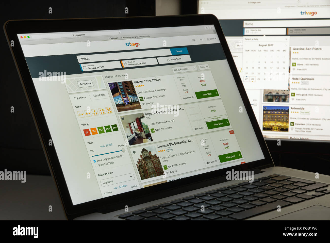 Milan, Italy August 10, 2017 Trivago website homepage. It is a