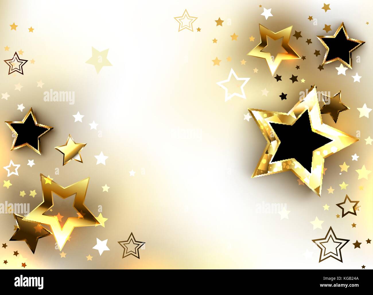 Light background with golden sparkling stars. Design with gold stars. Stock Vector