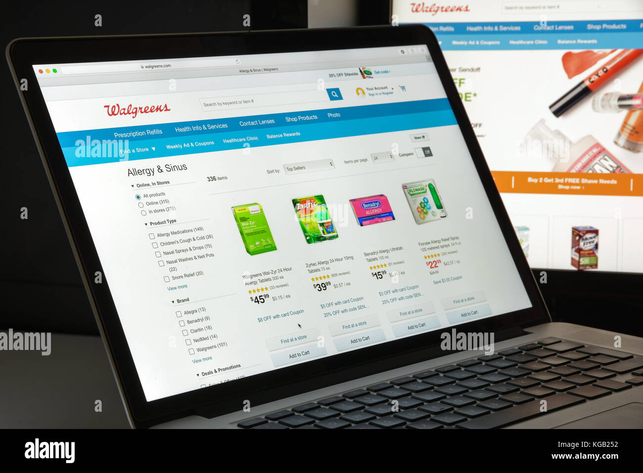 Milan, Italy - August 10, 2017: Walgreens website homepage. It is an American company which operates as the second-largest pharmacy store chain. Walgr Stock Photo