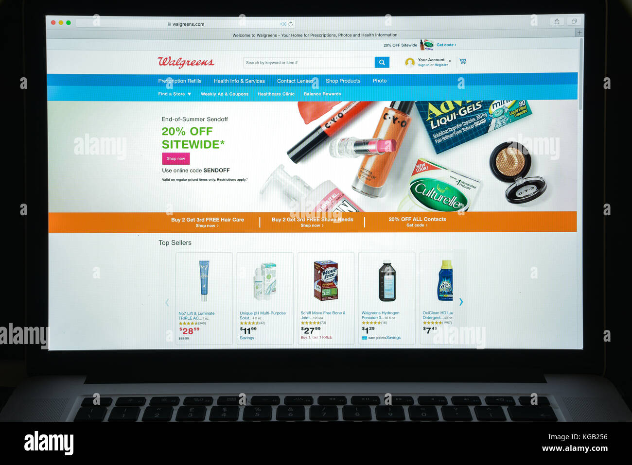 Milan, Italy - August 10, 2017: Walgreens website homepage. It is an American company which operates as the second-largest pharmacy store chain. Walgr Stock Photo