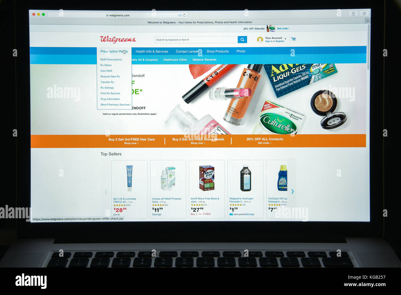 Milan, Italy - August 10, 2017: Walgreens website homepage. It is an American company which operates as the second-largest pharmacy store chain. Walgr Stock Photo