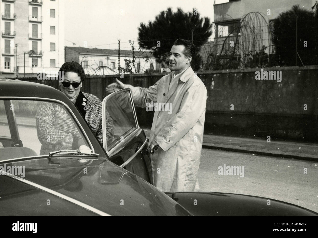 Italian film maker Mario Cecchi Gori and him mom, Italy 1950s Stock Photo Alamy