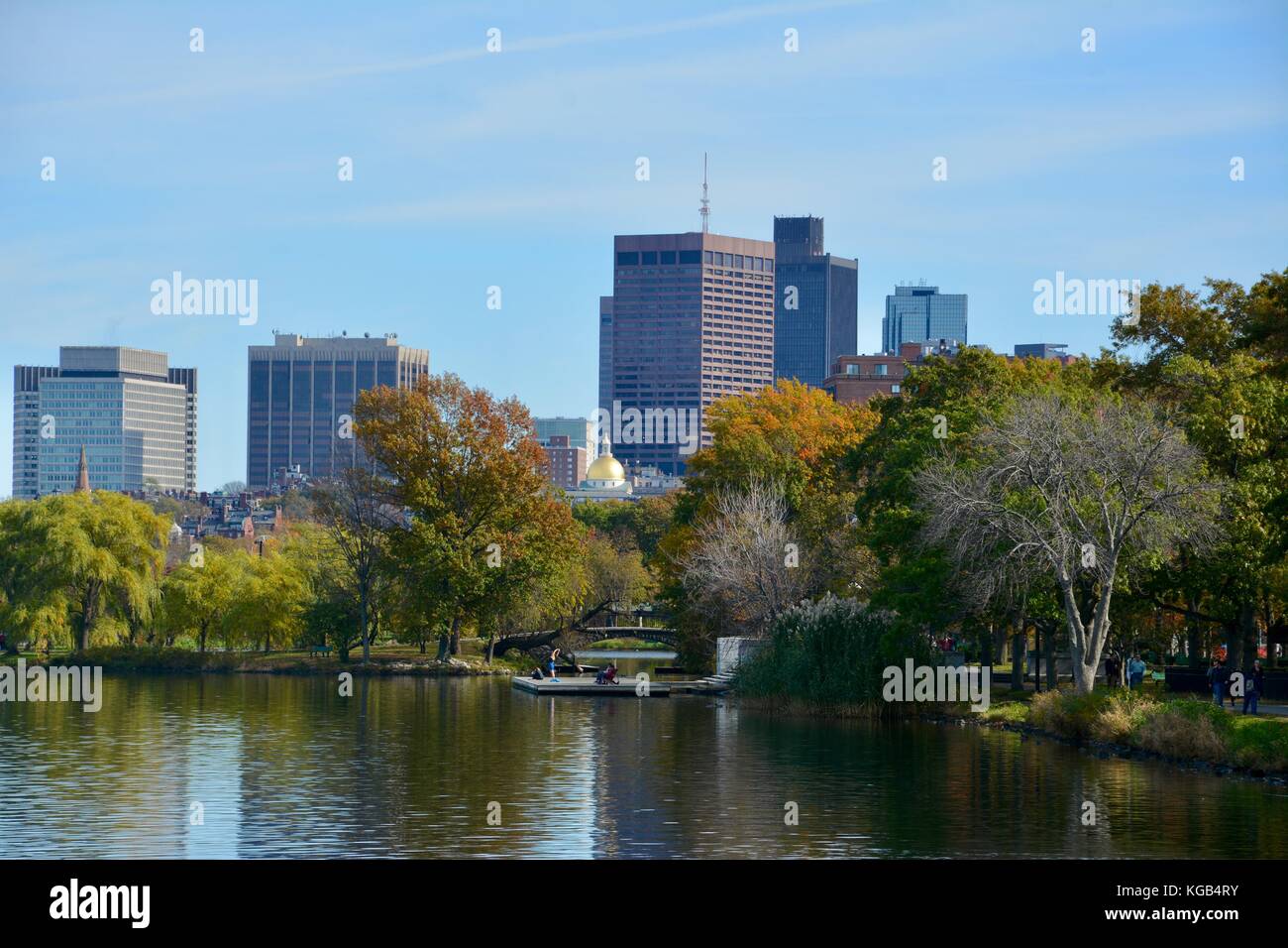 Fall Foliage along the Charles River Esplanade in Boston's Back Bay ...