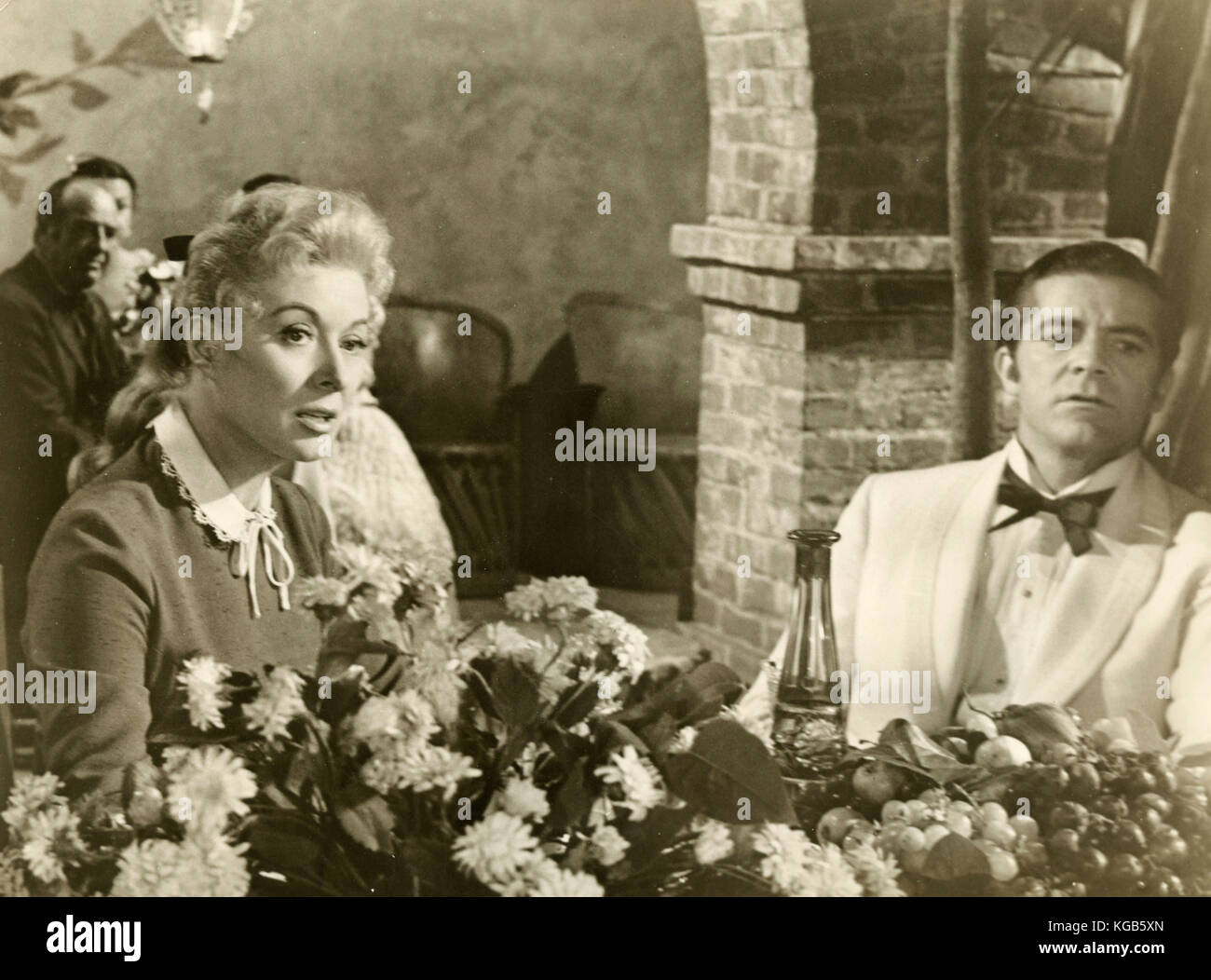 Actors Greer Garson and Dana Andrews in the movie Strange Lady in Town, 1955 Stock Photo