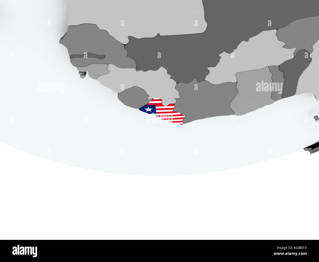 3D render of Liberia with flag on grey globe. 3D illustration Stock ...