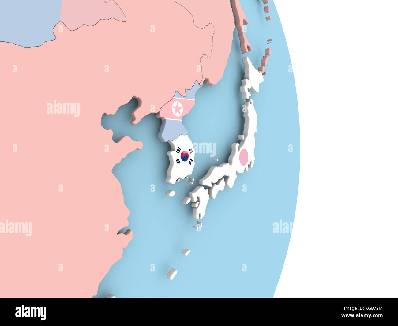 South Korea with embedded flag on globe. 3D illustration Stock Photo ...