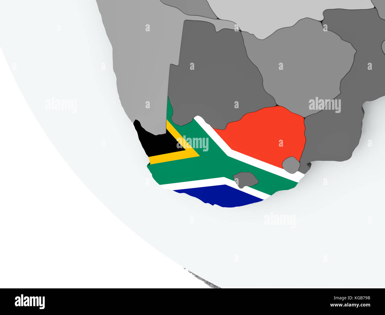 South Africa on political globe with embedded flags. 3D illustration ...