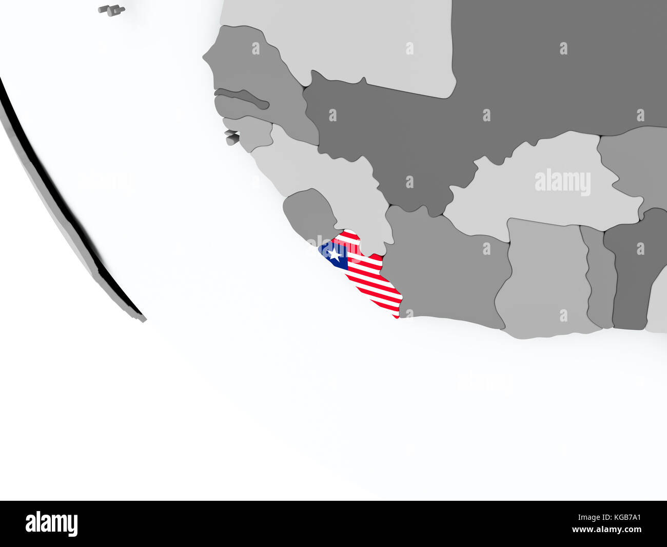 Liberia on political globe with embedded flags. 3D illustration Stock ...