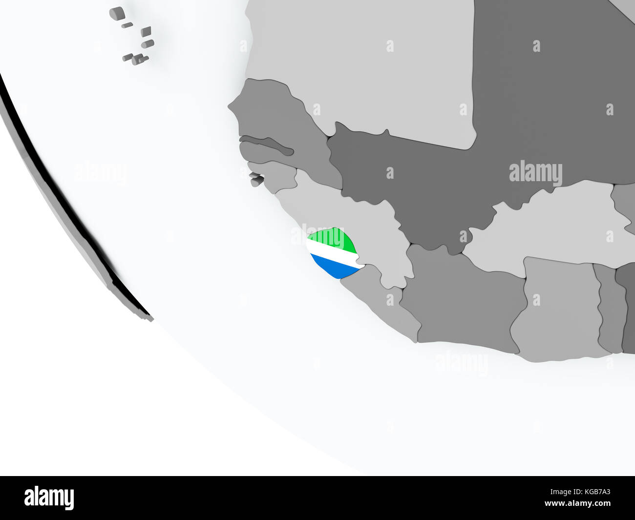 Sierra Leone on political globe with embedded flags. 3D illustration ...