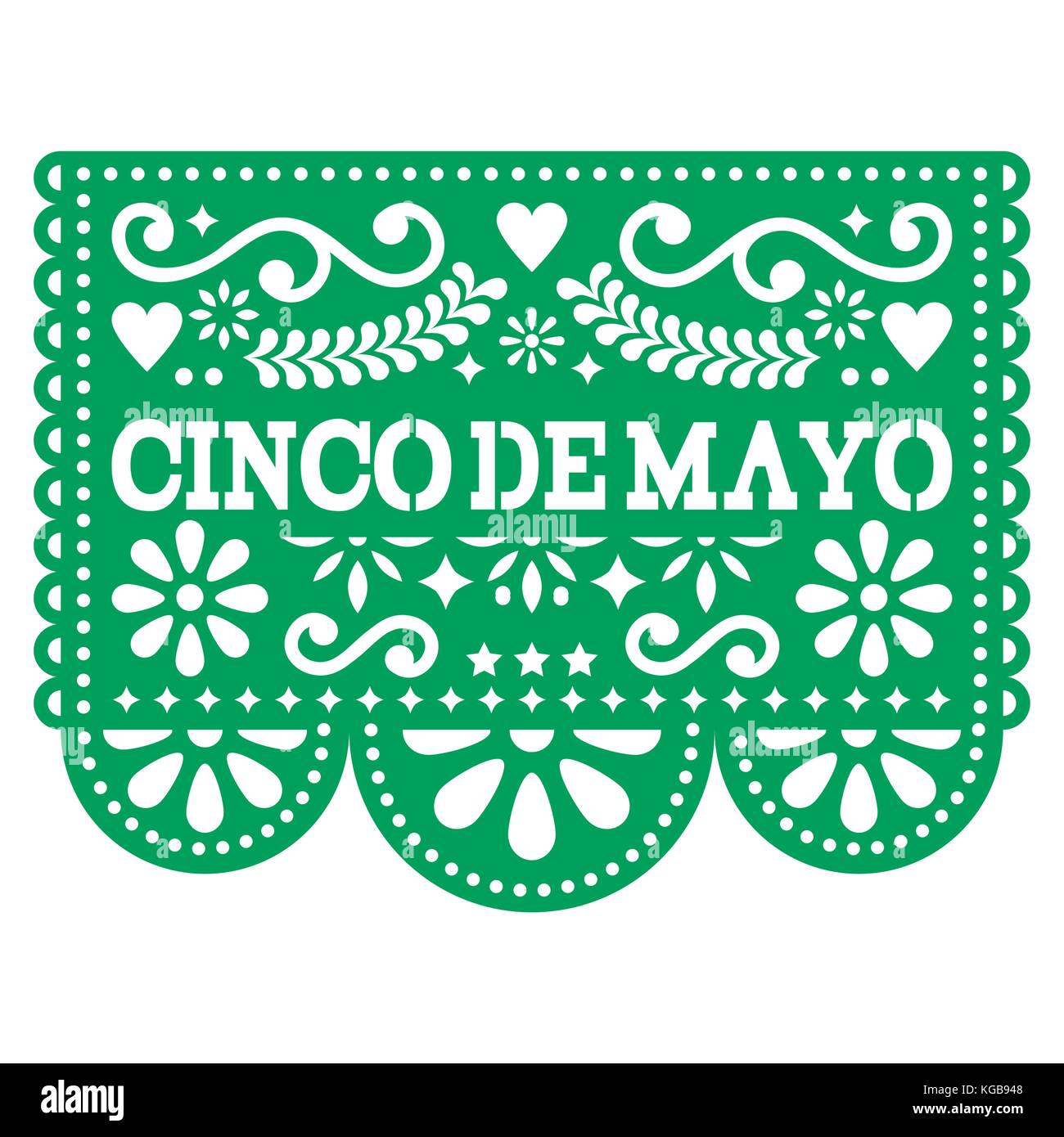 Cinco de Mayo Papel Picado vector design - Mexican paper decoration with pattern and text Stock Vector