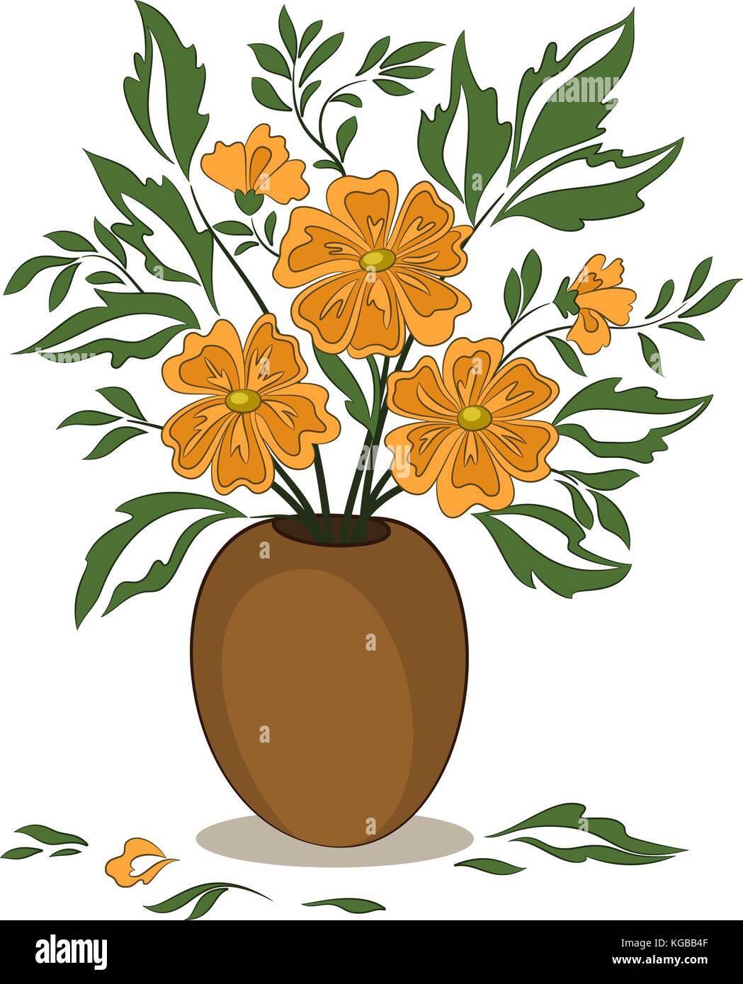 Orange Flowers in a Vase Stock Vector