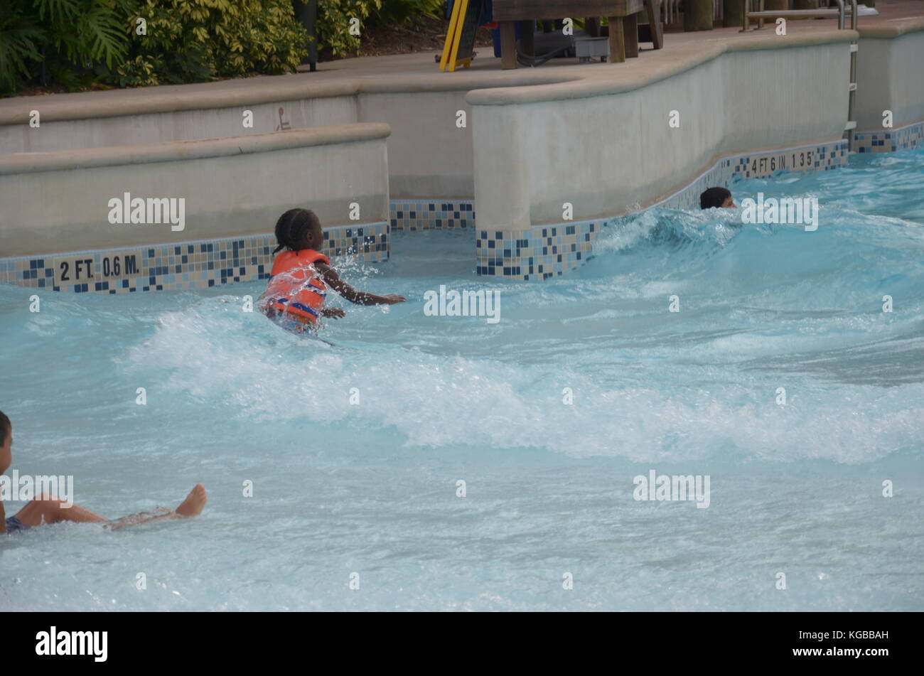 Kids Enjoying The Wave Pool At Aquatica Seaworld Water Park Orlando Florida Stock Photo Alamy