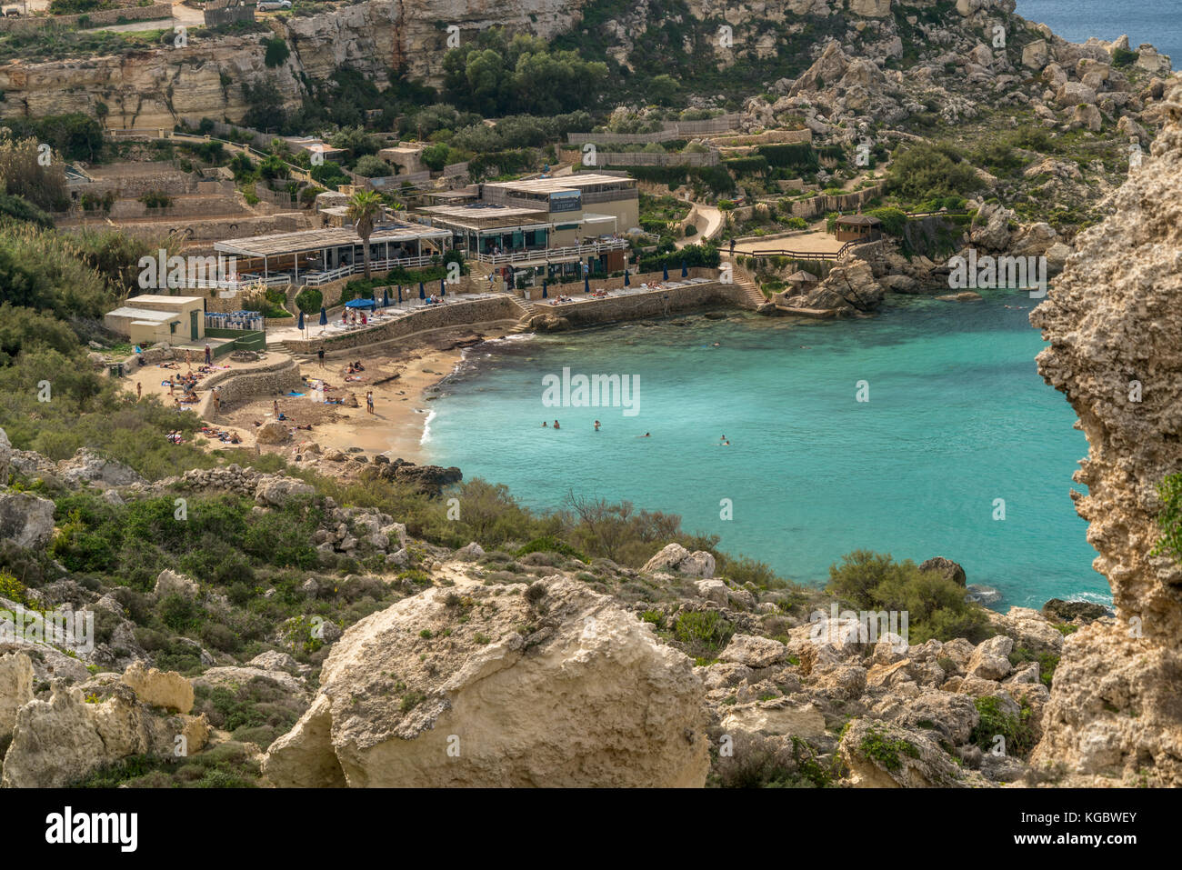 Strand der Paradise Bay, Cirkewwa  Malta | Paradise Bay beach,  Cirkewwa, Malta Stock Photo