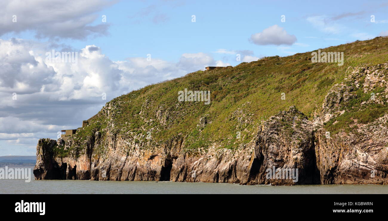 Geological rock structures on Steep Holm Island, UK. Shows observation