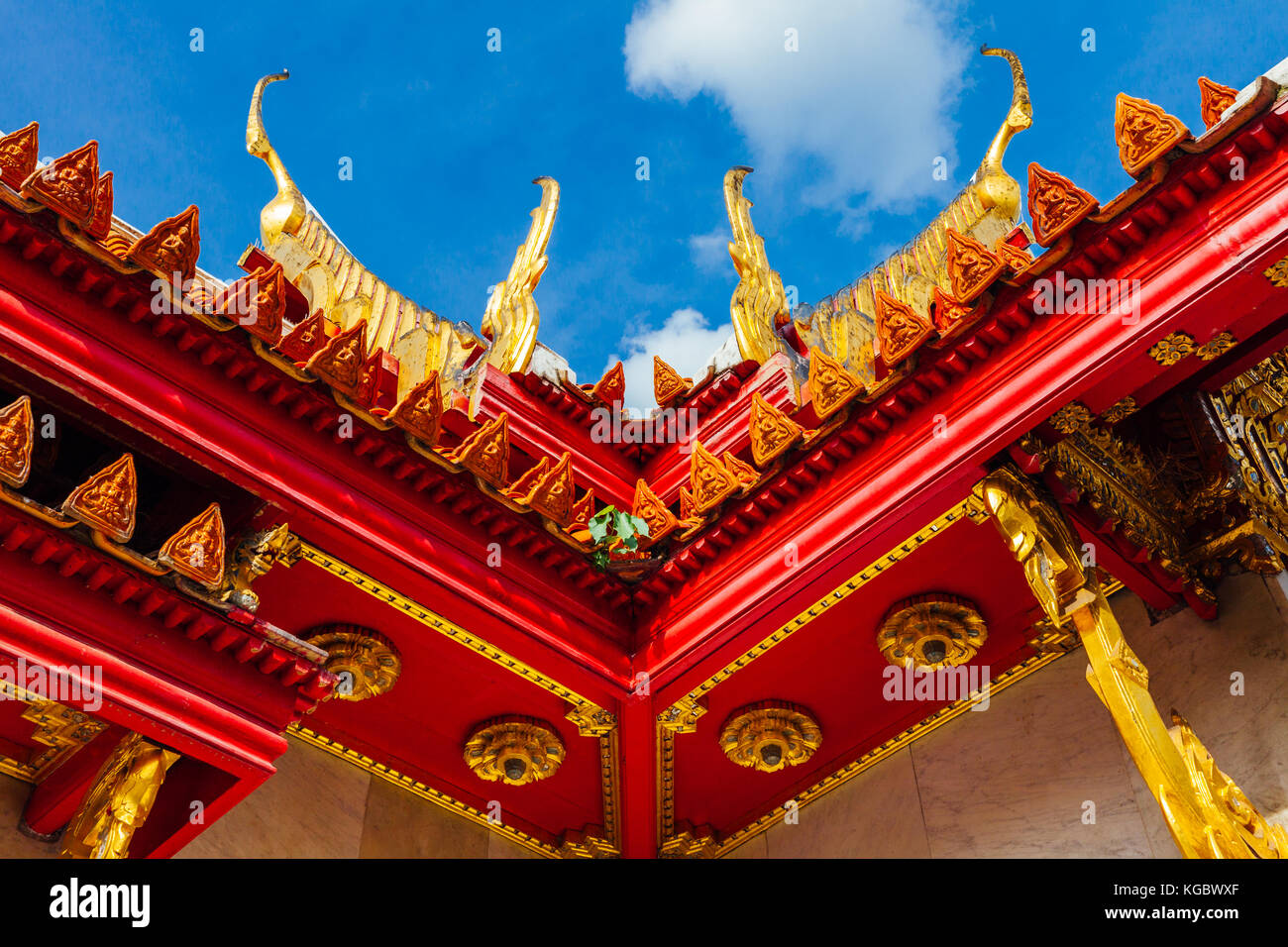 Bangkok, Thailand - September 10, 2016: Architectural details of Wat Benchamabophit also known as Marble Temple on Septemper 10, 2016 in Bangkok, Thai Stock Photo