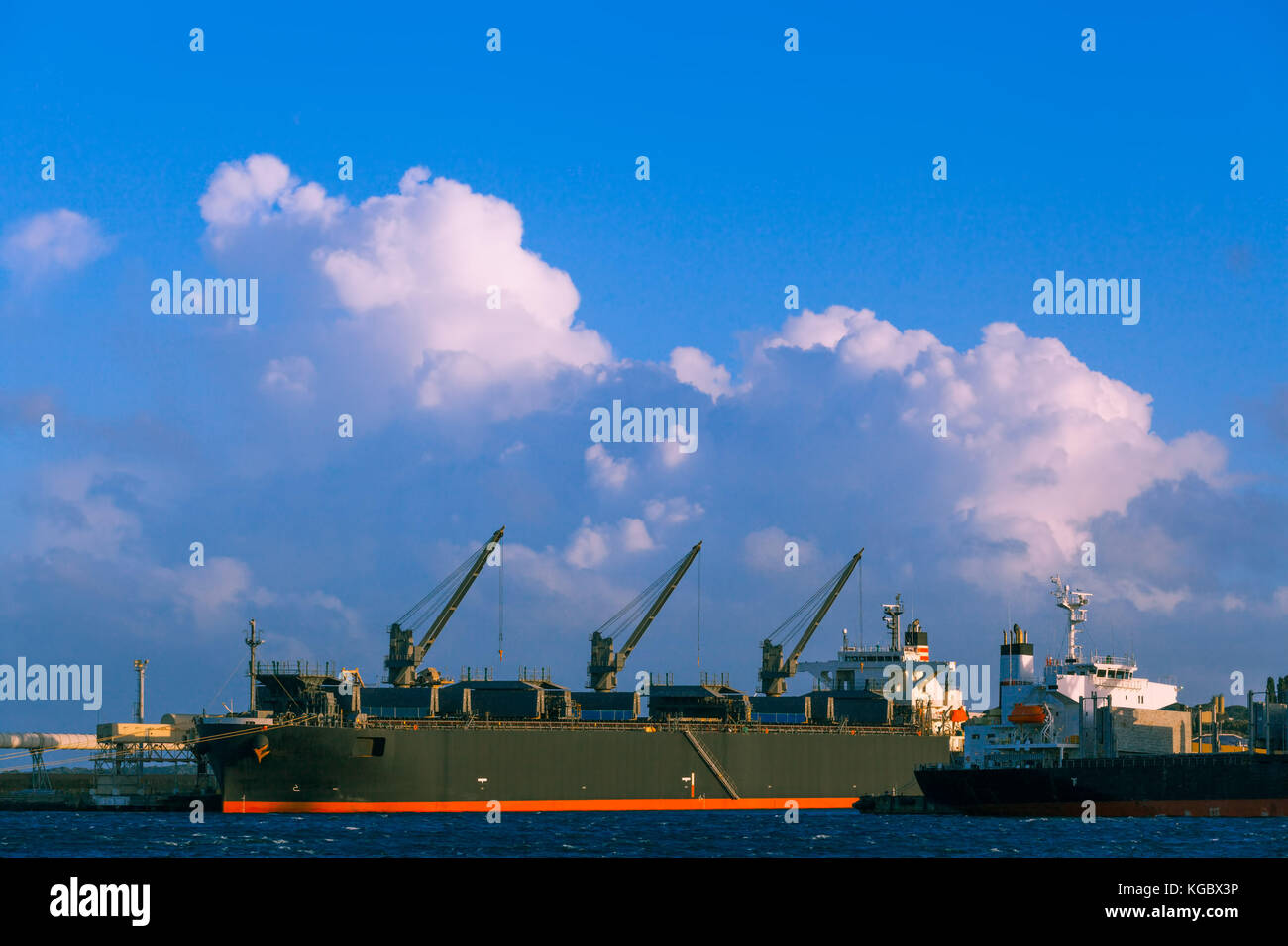 Cargo ship in industrial port in Australia Stock Photo Alamy