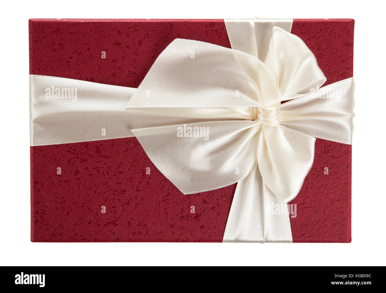 Gift box with big ribbon on white background Stock Photo - Alamy