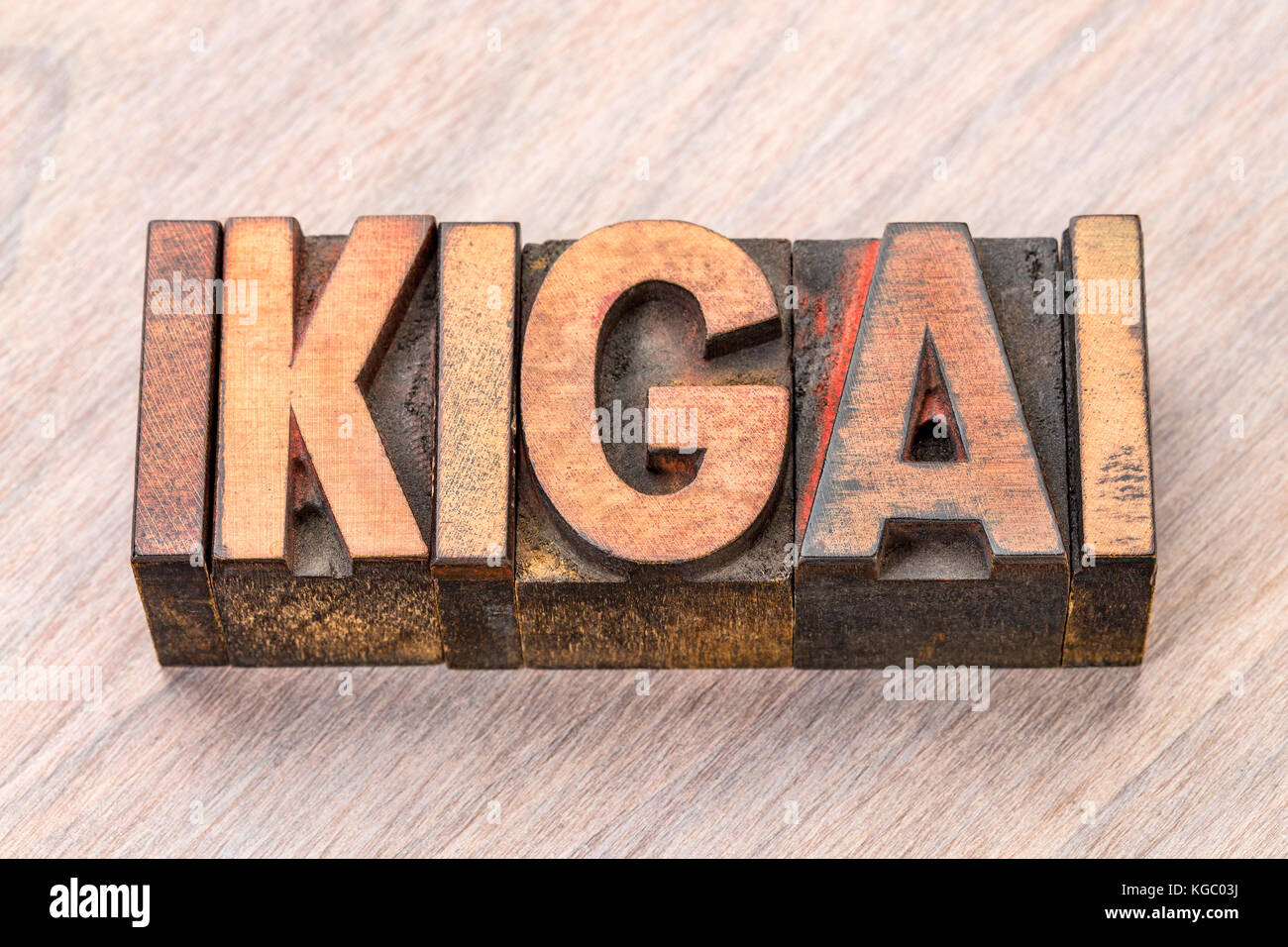 ikigai Japanese concept of a reason for being or a reason to wake up word abstract in