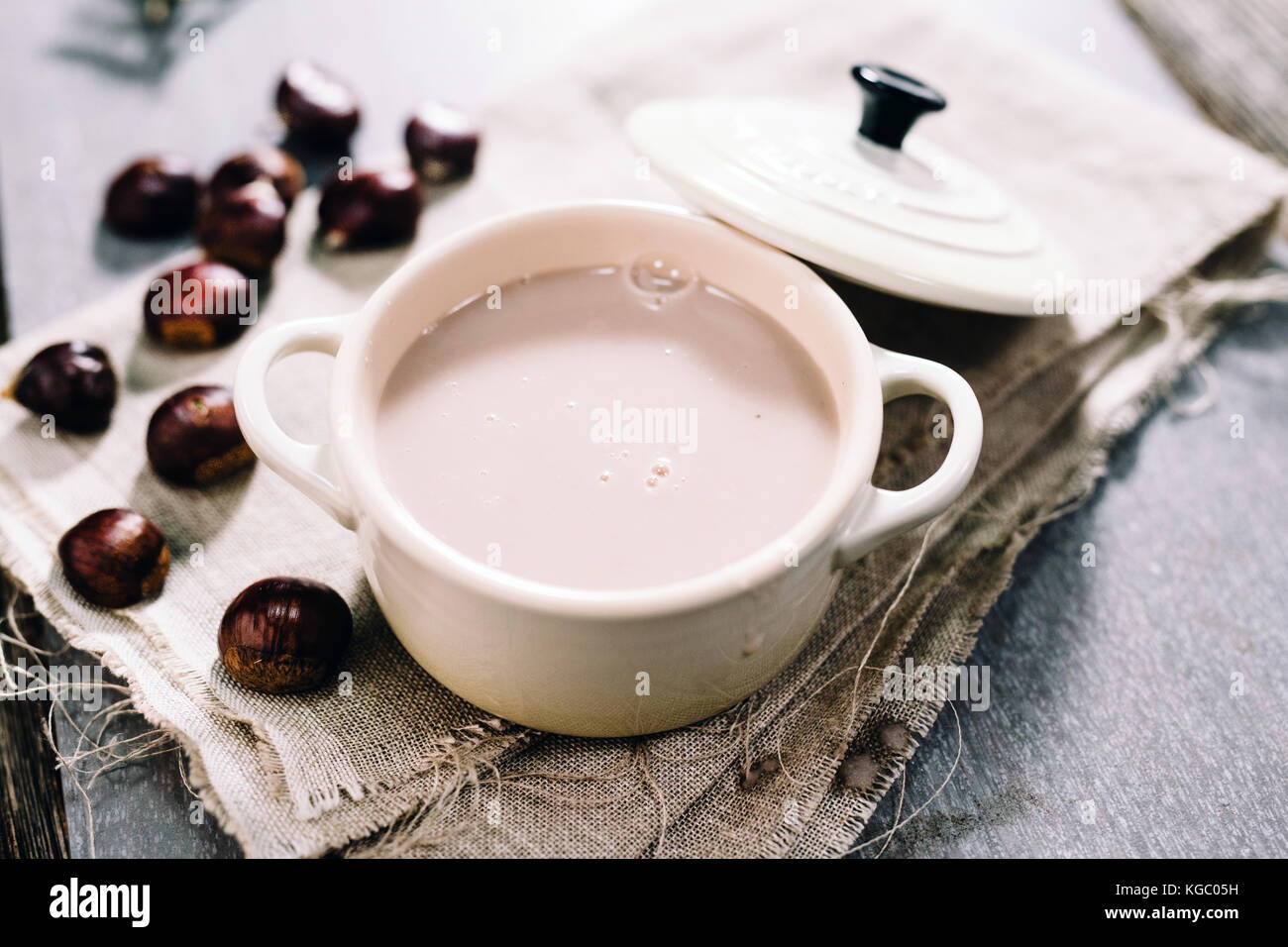 Autumn creamy chestnut soup Stock Photo Alamy