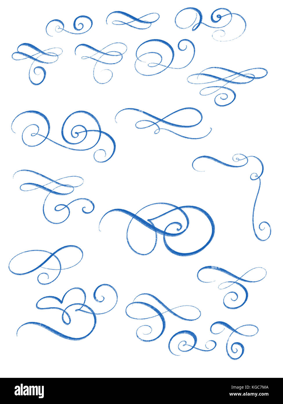 Collection or set of vintage styled calligraphic flourishes Stock Photo