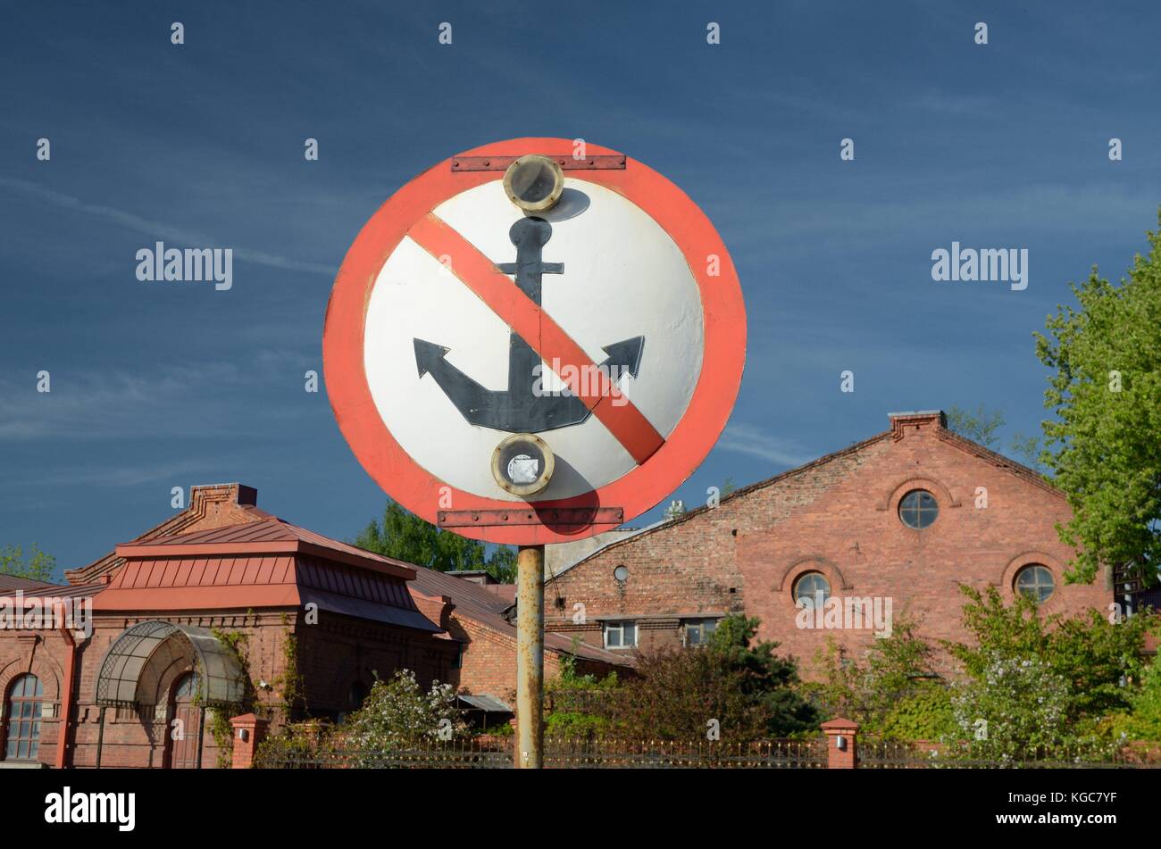 Russia.SaintPetersburg.marine sign prohibiting mooring of ships Stock
