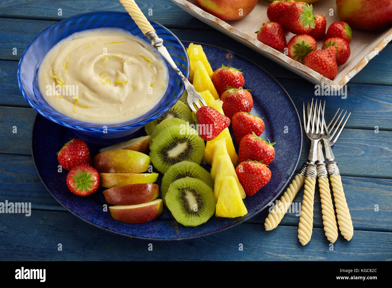 Lemon mascarpone fruit dip Stock Photo Alamy
