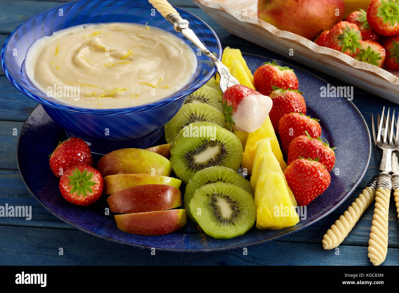 Lemon mascarpone fruit dip Stock Photo Alamy
