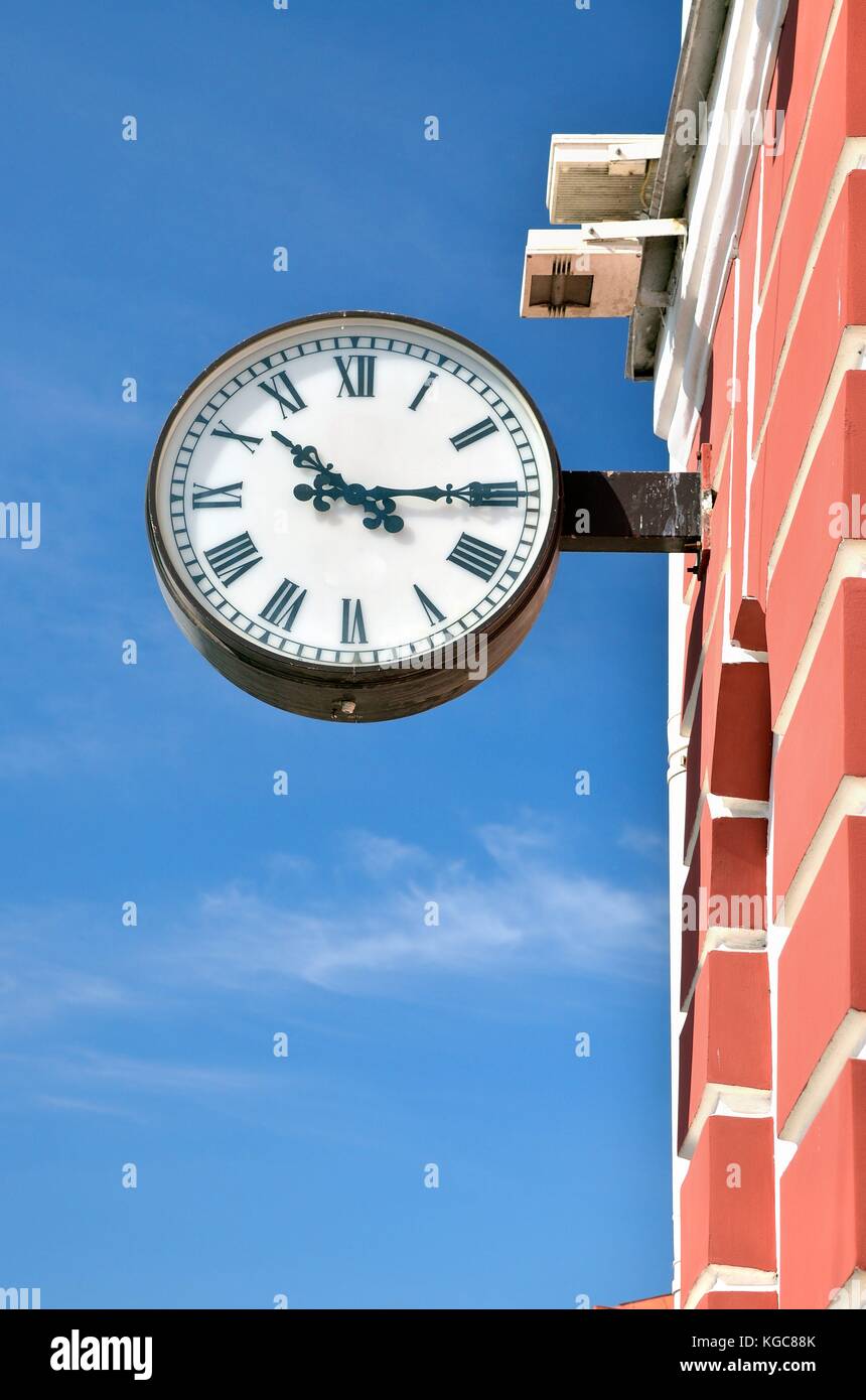 The City Of St. Petersburg.The clock hanging on the wall of the