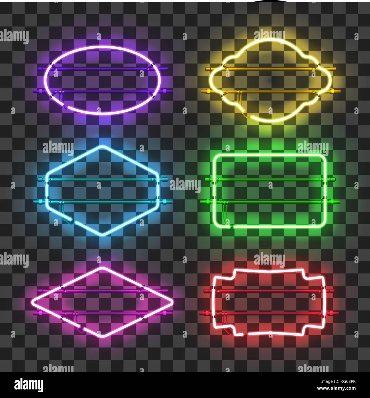 Set of realistic glowing neon frames Stock Vector Image & Art Alamy