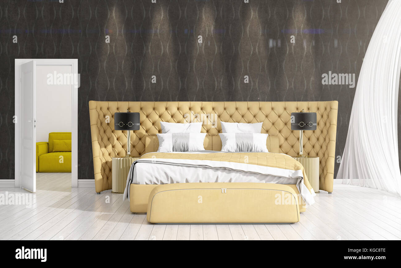 Modern Interior Design Of Bedroom In Vogue With Plant And