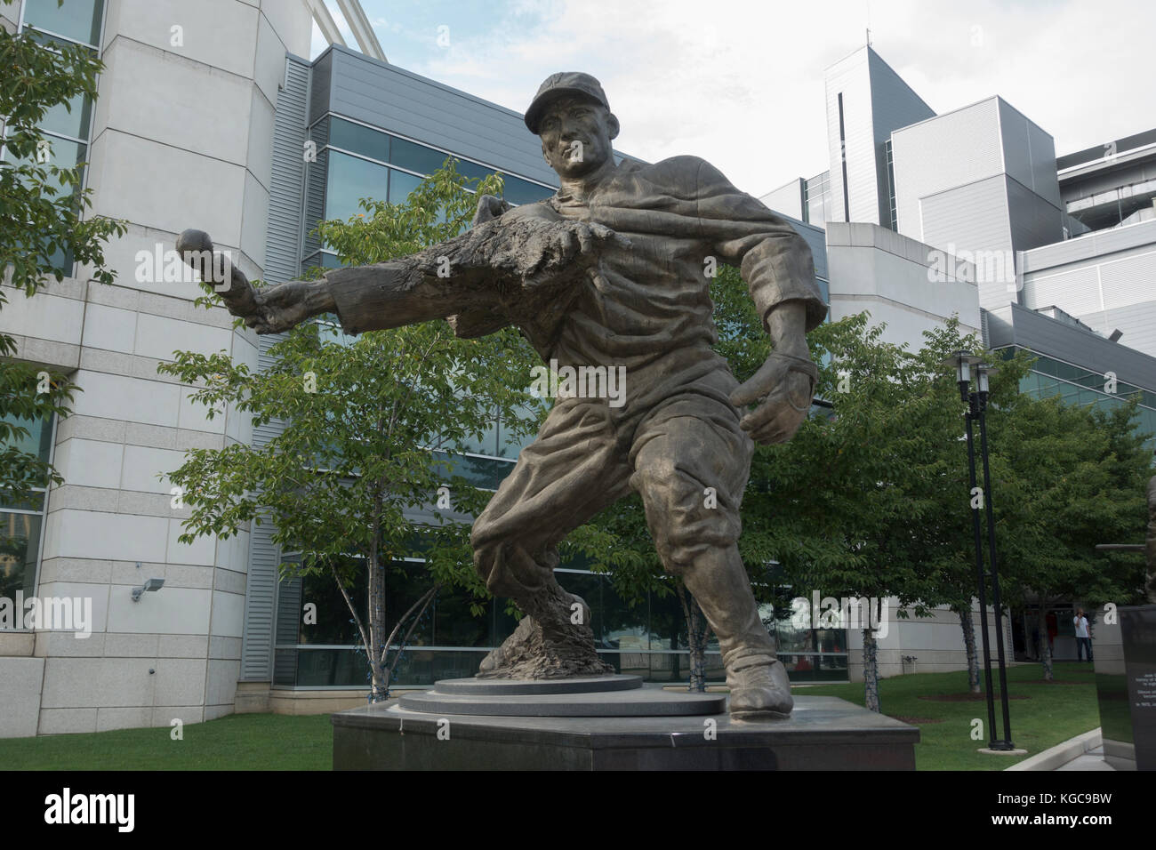 Statue of Walter Perry Johnson ('The Big Train'), Nationals Park, home of the Washington Nationals, Washington DC, United States. Stock Photo