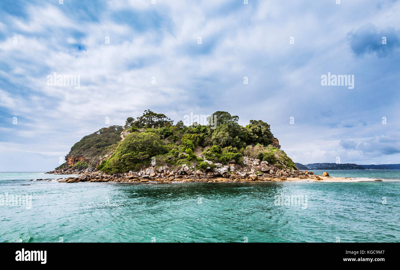 Australia, New South Wales, Central Coast, Broken Bay, view of Lion Island Nature Reserve in the Hawkesbury River estuary Stock Photo