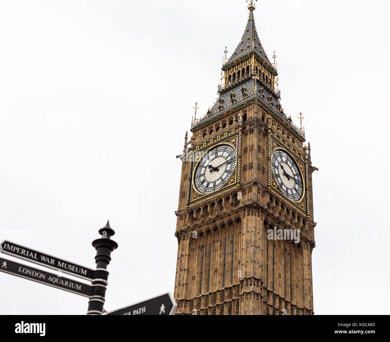 Big Ben clock tower, iconic gothic landmark in central London, England Stock Photo