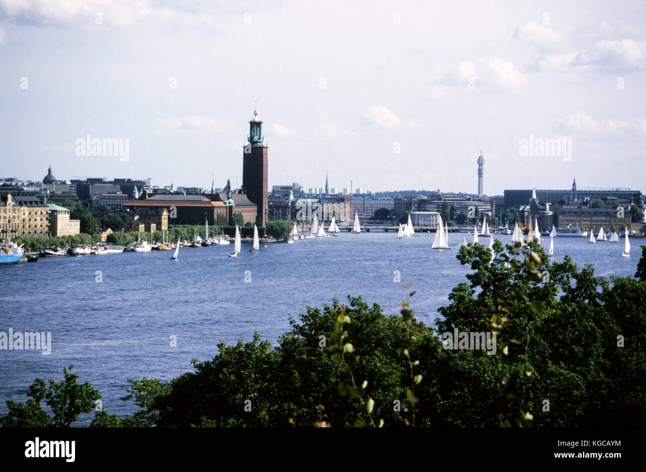 RIDDARFJÄRDEN Stockholm with sailing boats summerday Stock Photo
