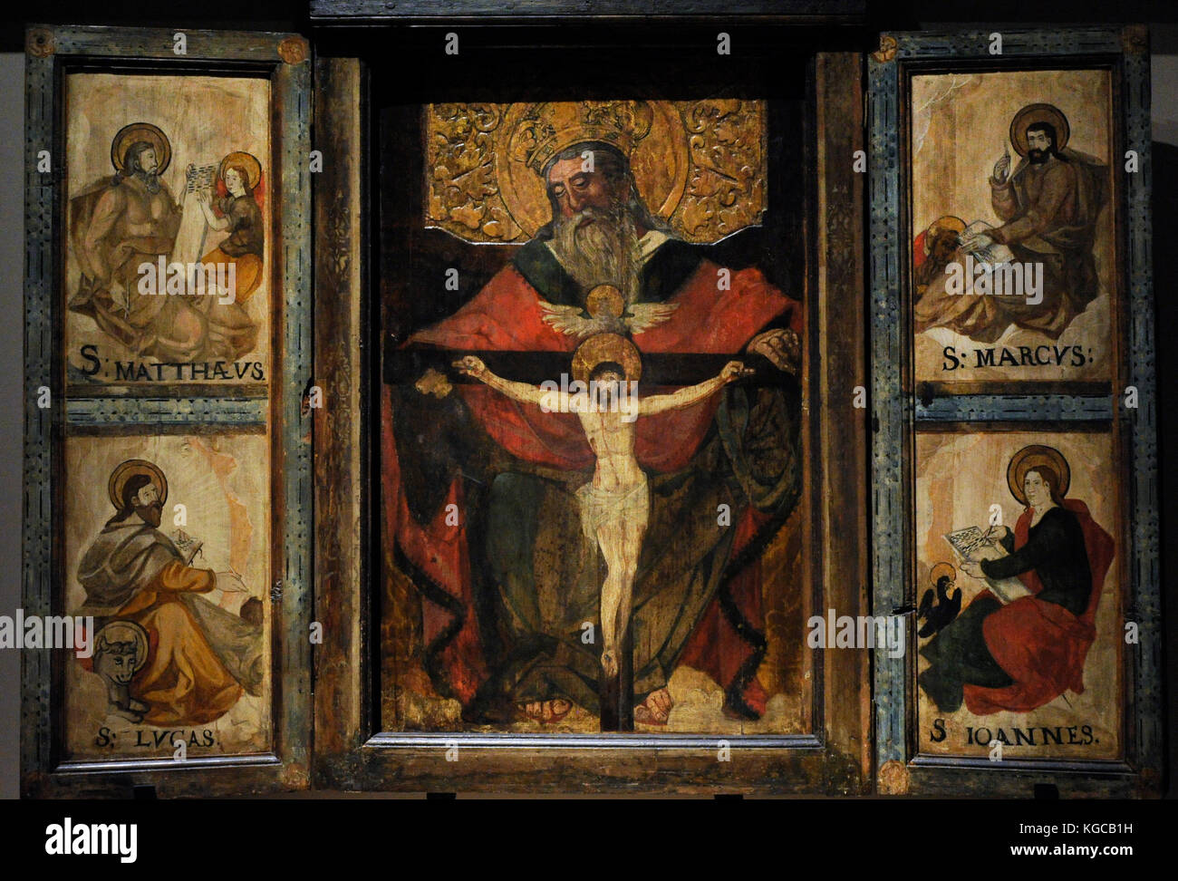 Triptych with the Holy Trinity, 1594. Tempera on hardboard. Leszczyny, Poland. Silesian Museum. Katowice. Poland. Stock Photo
