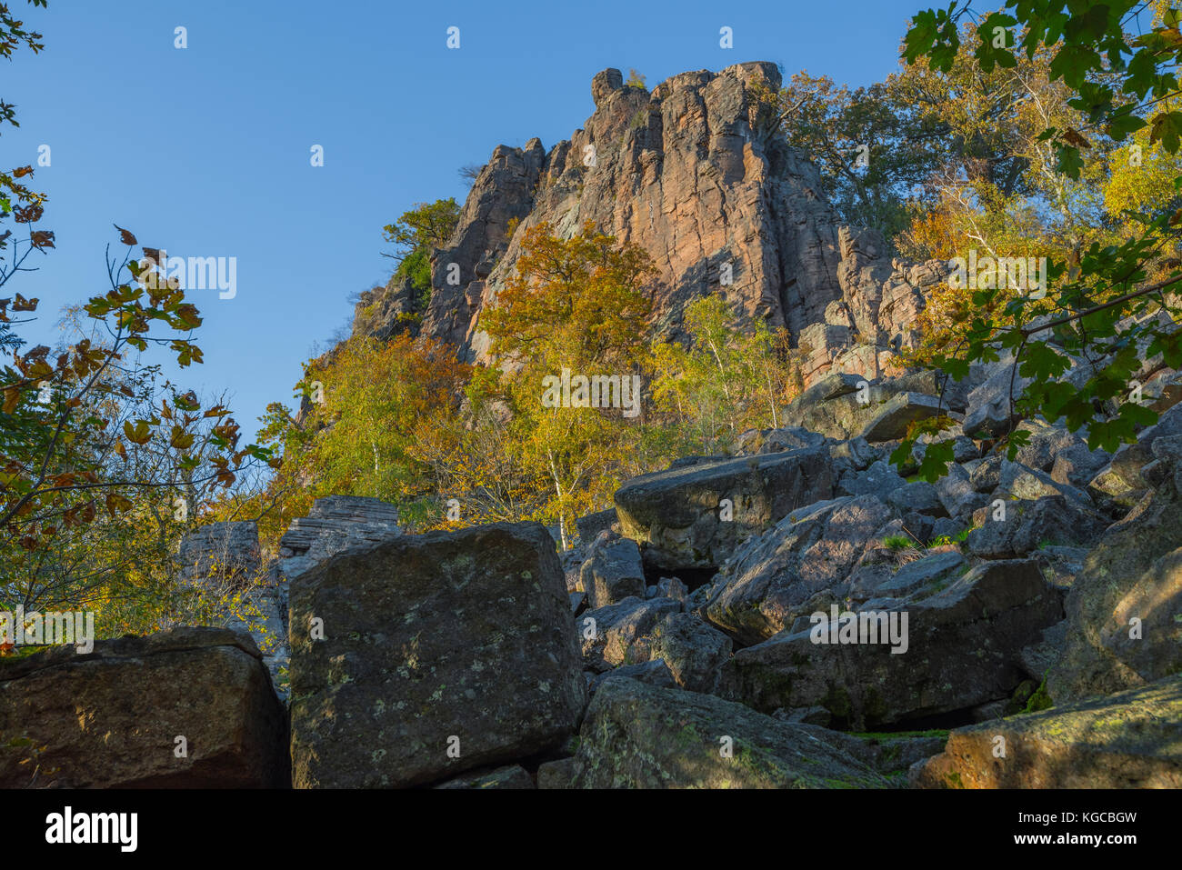 stone run below the climbing rocks of the Battert, nature reserve above ...