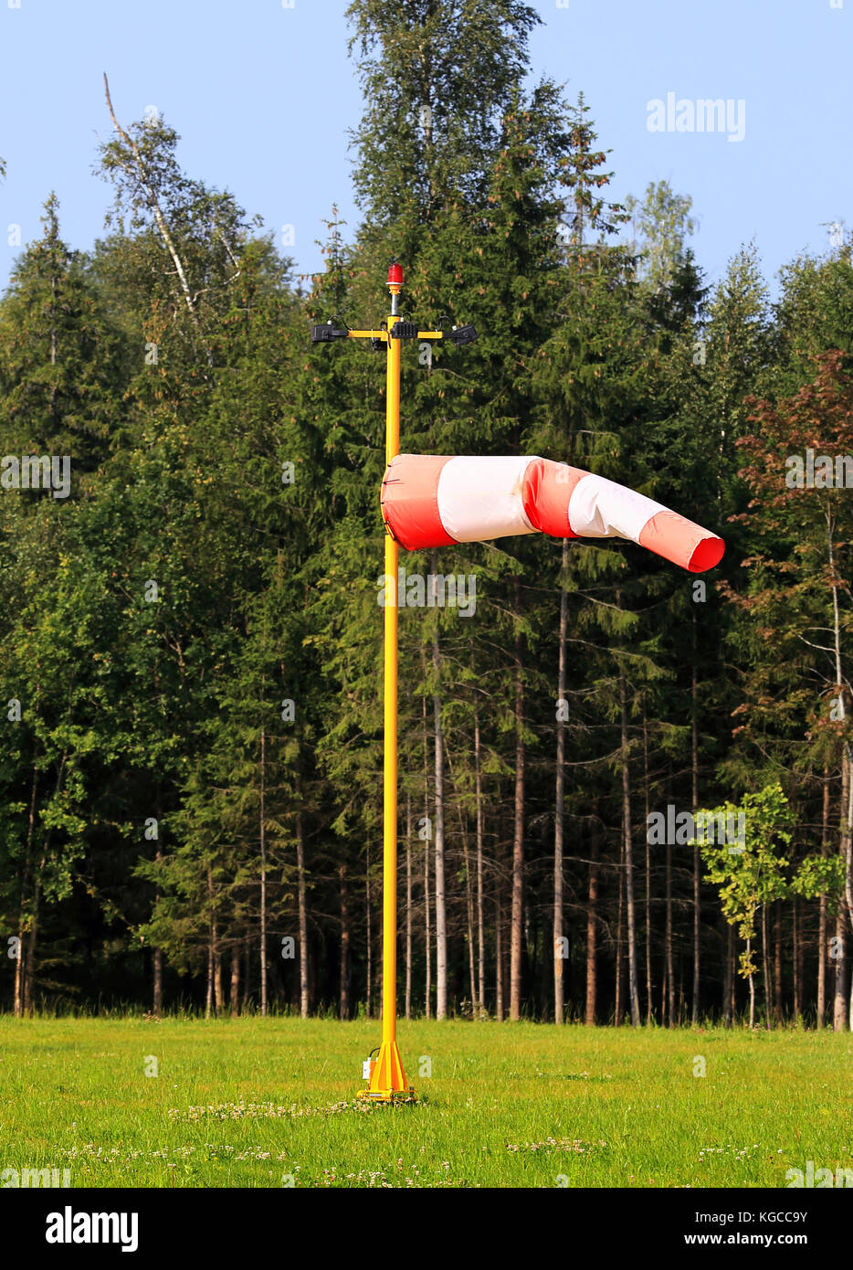 Cone-windsock designed to indicate the direction and approximate wind speed. Mainly used in aviation Stock Photo