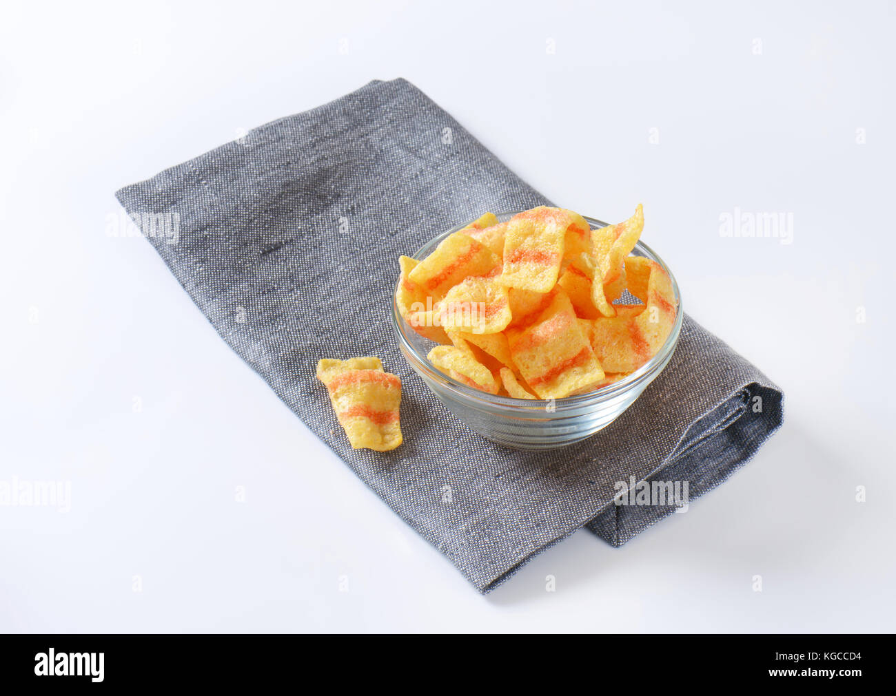 Bowl of baconflavored puffed wheat chips Stock Photo Alamy