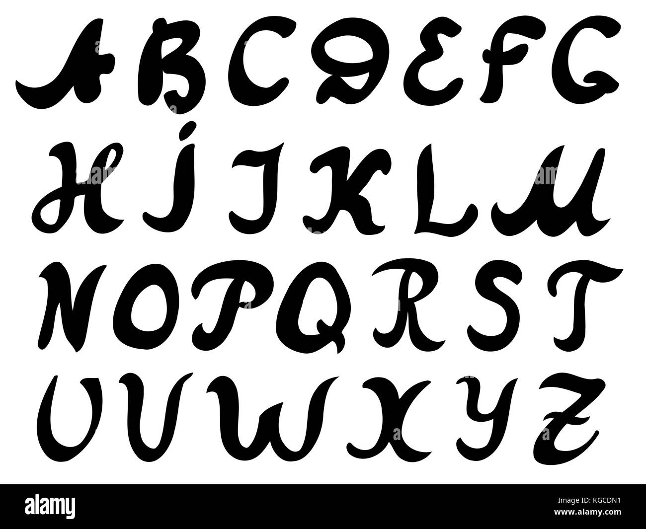 Vector hand drawn alphabet. Black and white illustration Stock Vector