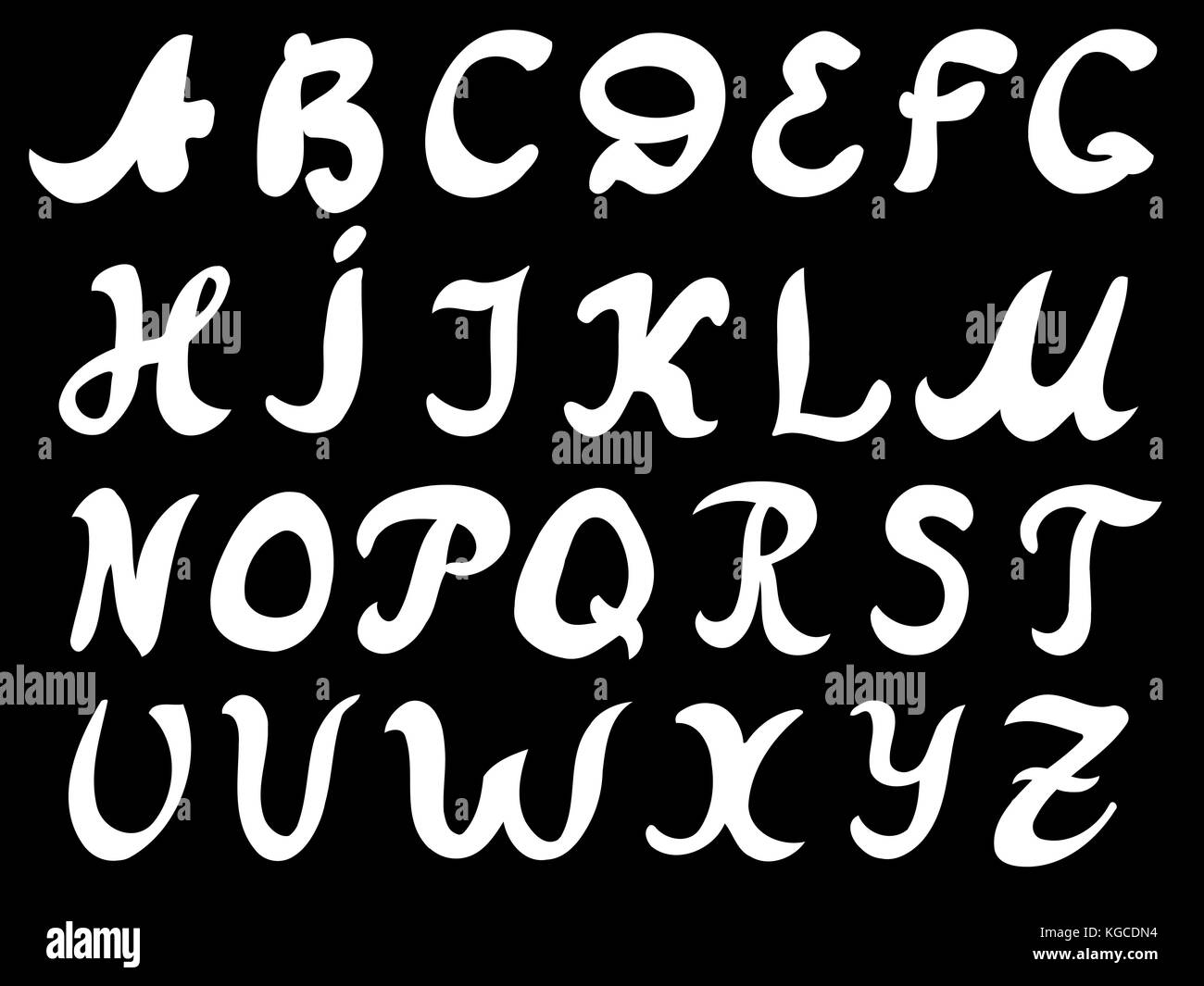 Vector hand drawn alphabet. Black and white illustration Stock Vector ...
