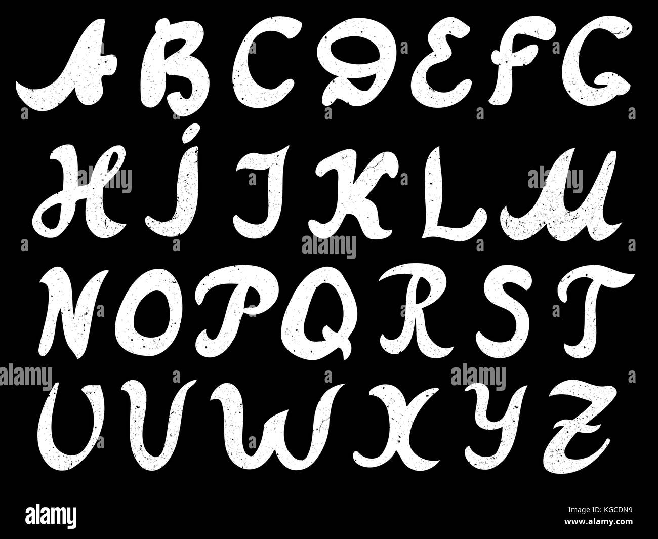 Vector hand drawn alphabet. Black and white illustration Stock Vector