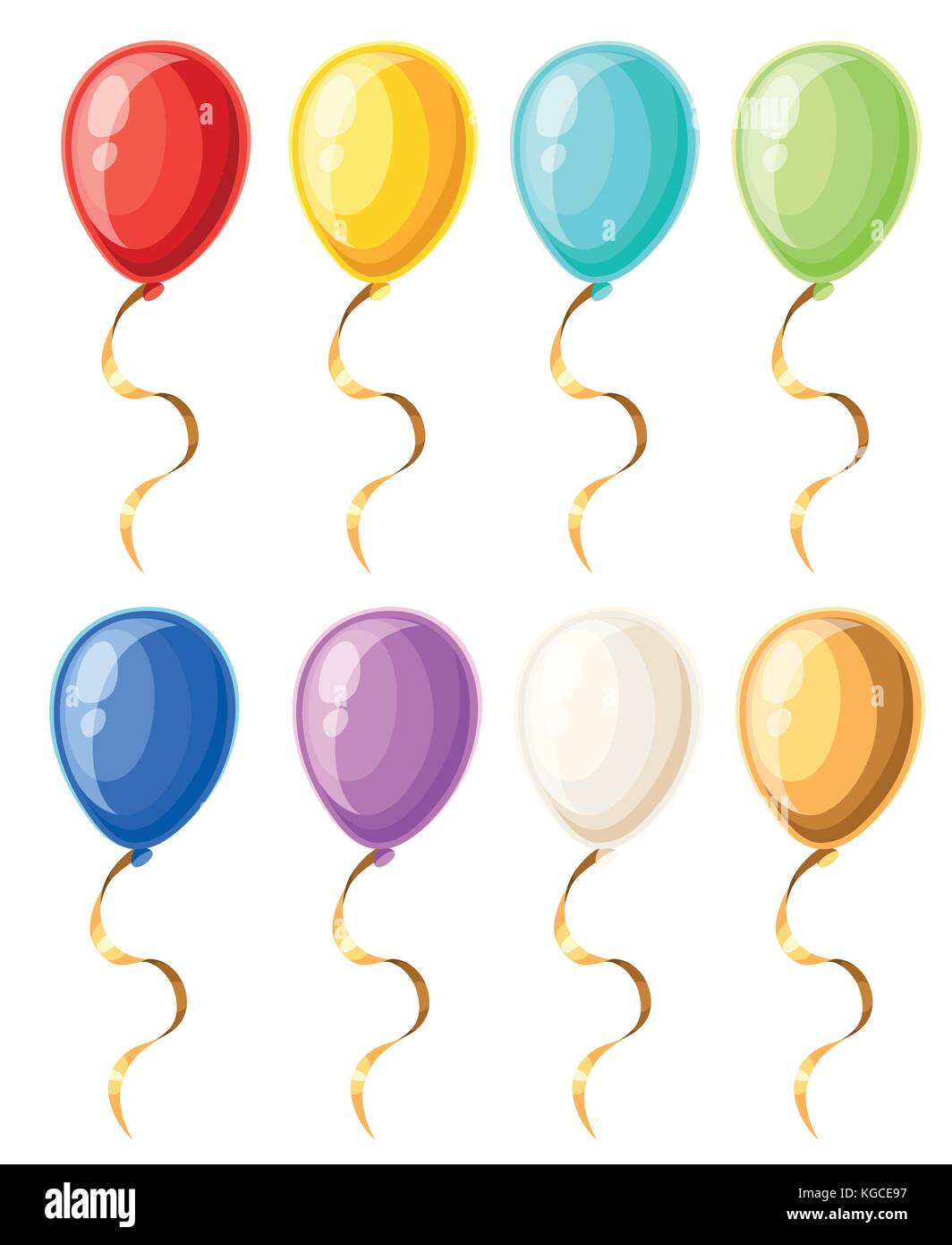Colorful realistic helium balloons isolated on white background Vector ...
