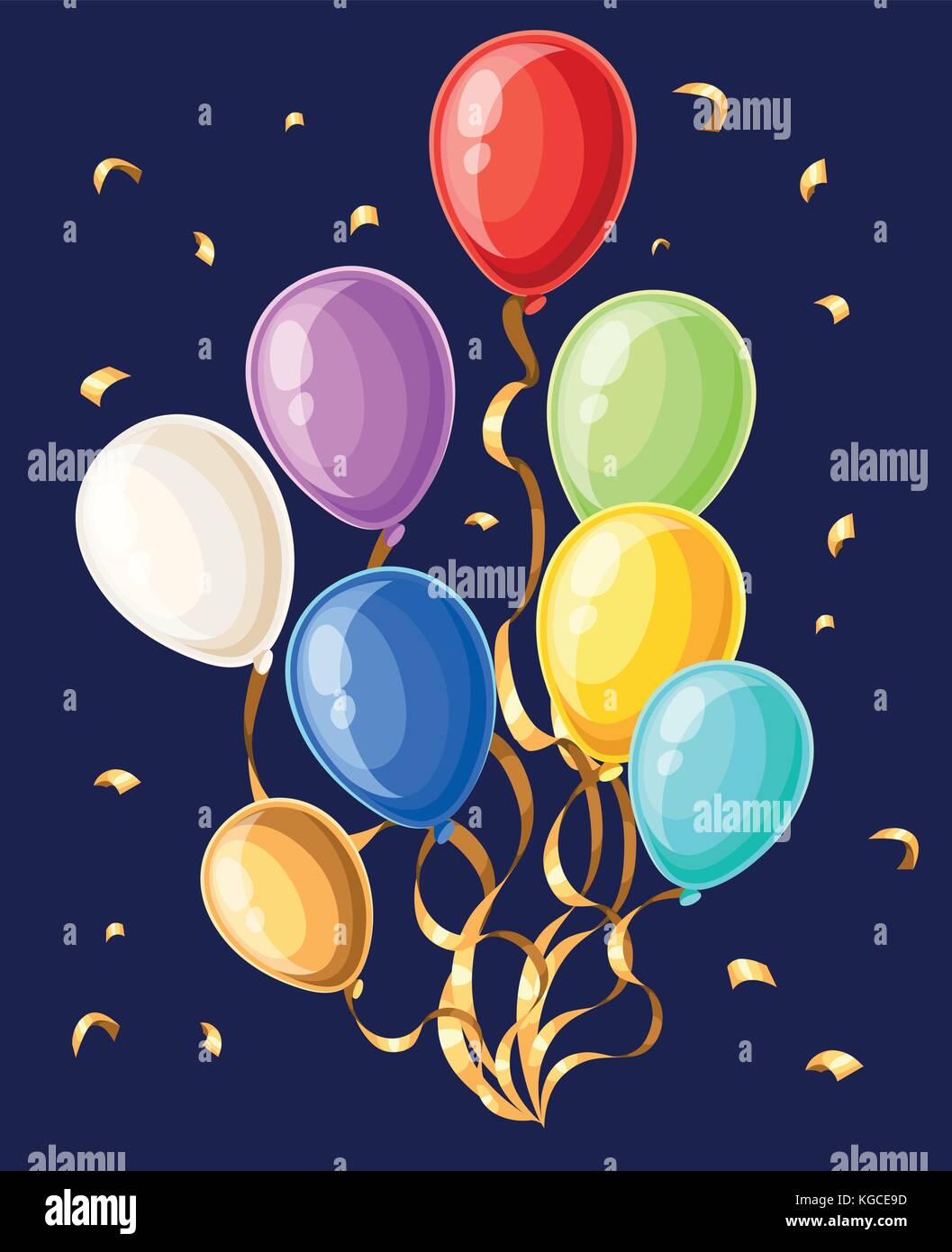 Colorful realistic helium balloons isolated on white background Vector ...